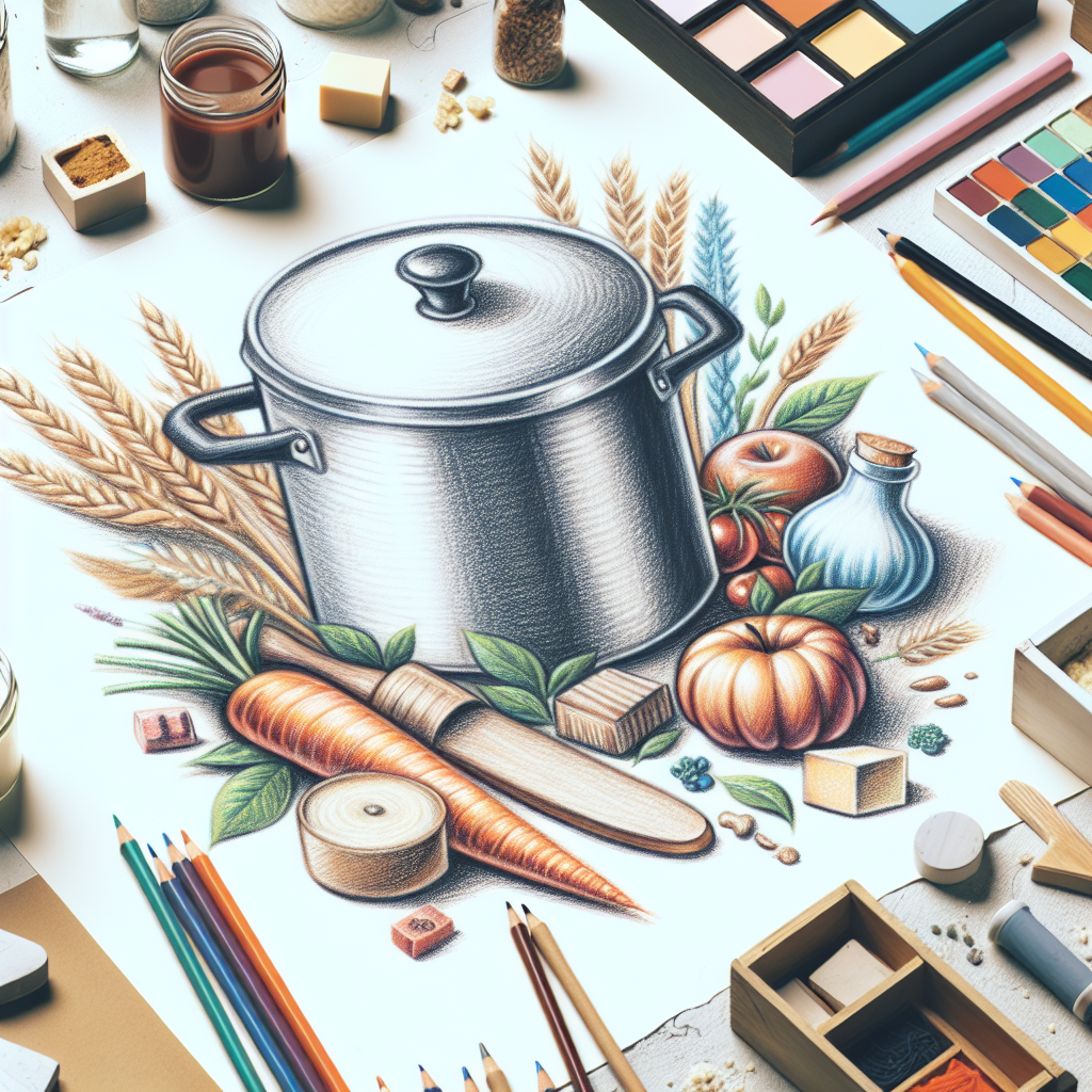 Pastelková ilustrace znázorňující téma: Zdravé vaření