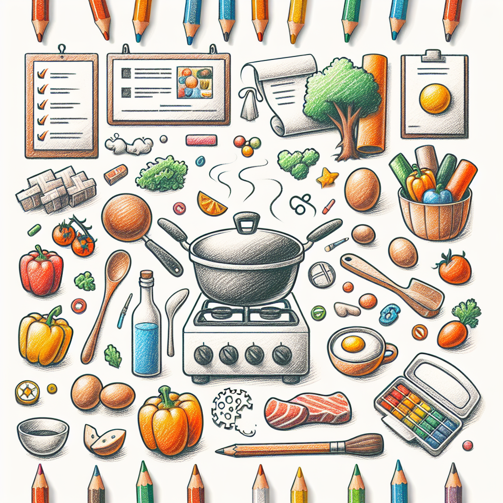 Pastelková ilustrace znázorňující téma: Zdravé vaření