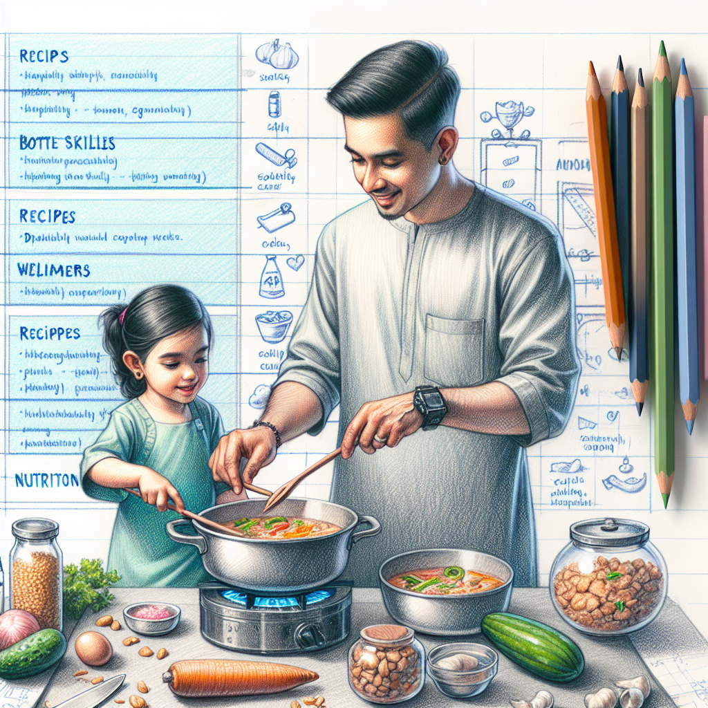 Pastelková ilustrace znázorňující téma: Rodinné vaření