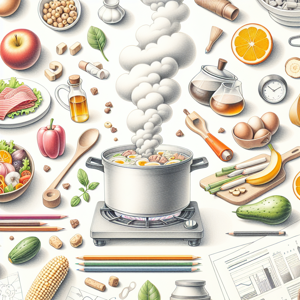 Pastelková ilustrace znázorňující téma: Zdravé vaření