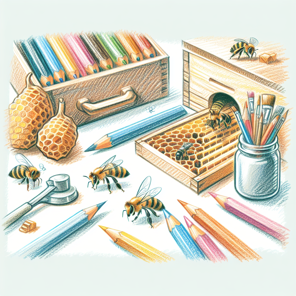 Pastelková ilustrace znázorňující téma: Včelařství