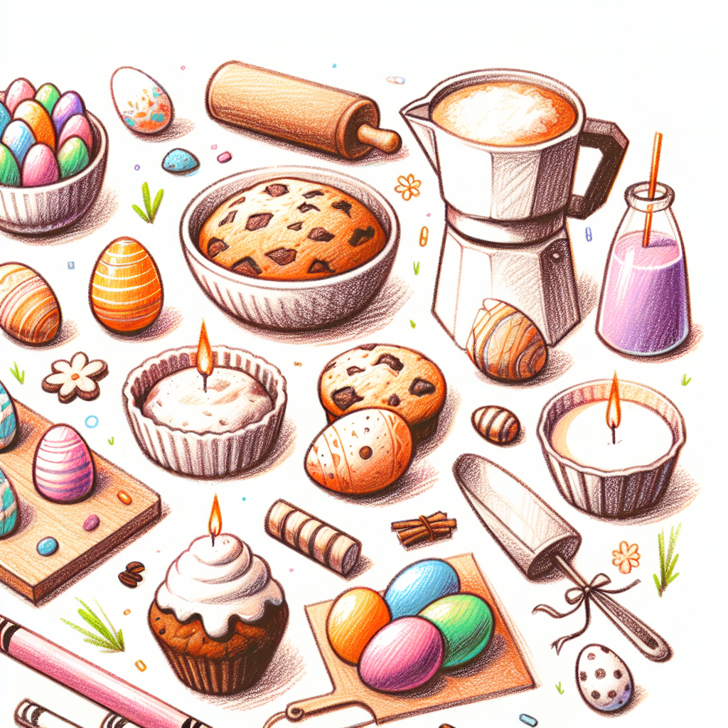 Pastelková ilustrace znázorňující téma: Pečení