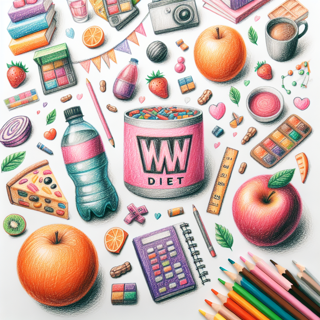 Pastelková ilustrace znázorňující téma: Diety a výživa