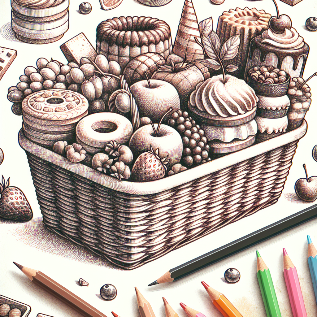 Pastelková ilustrace znázorňující téma: Dezerty