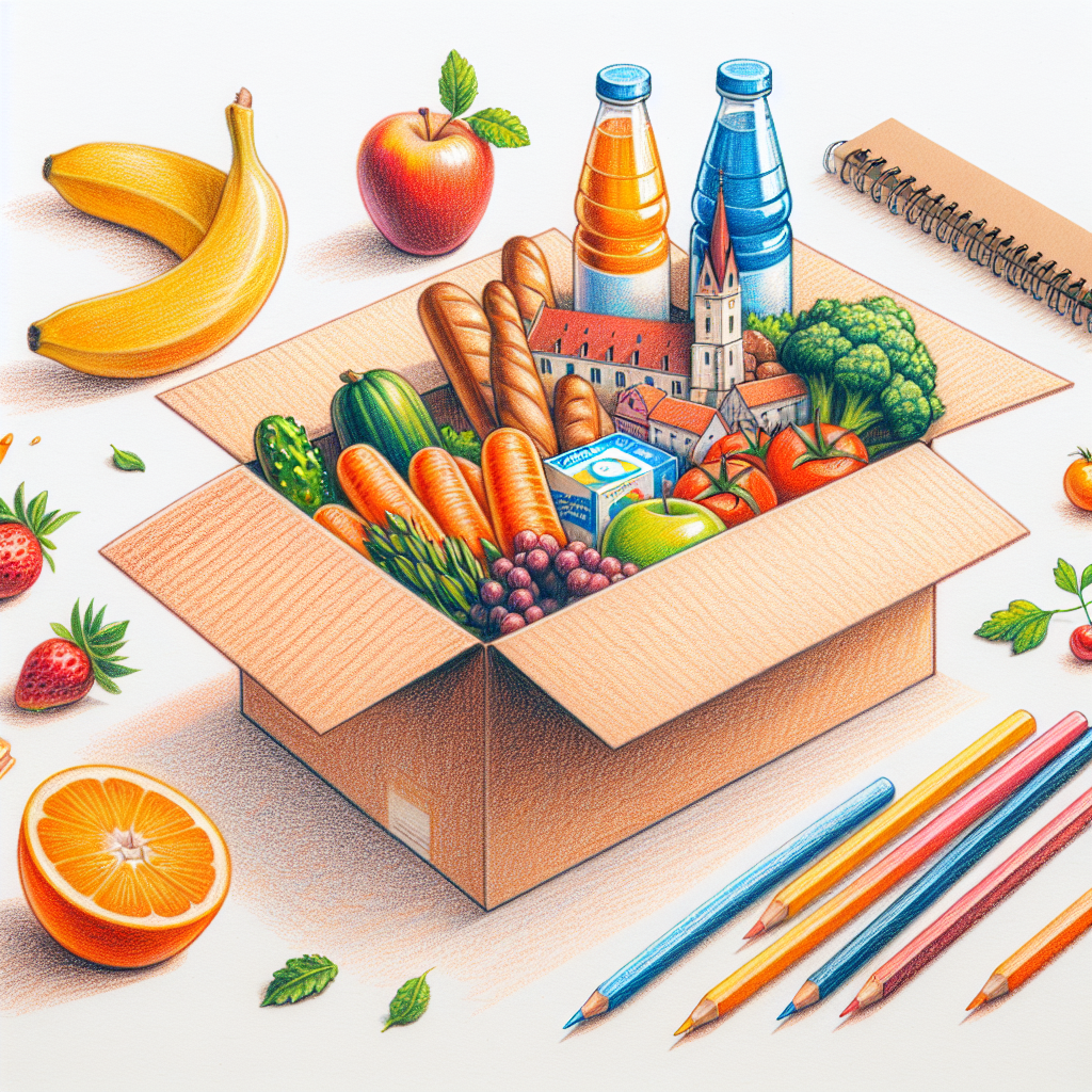 Pastelková ilustrace znázorňující téma: Stravování