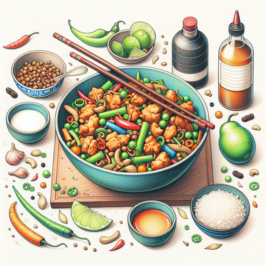 Pastelková ilustrace znázorňující téma: Čínská kuchyně