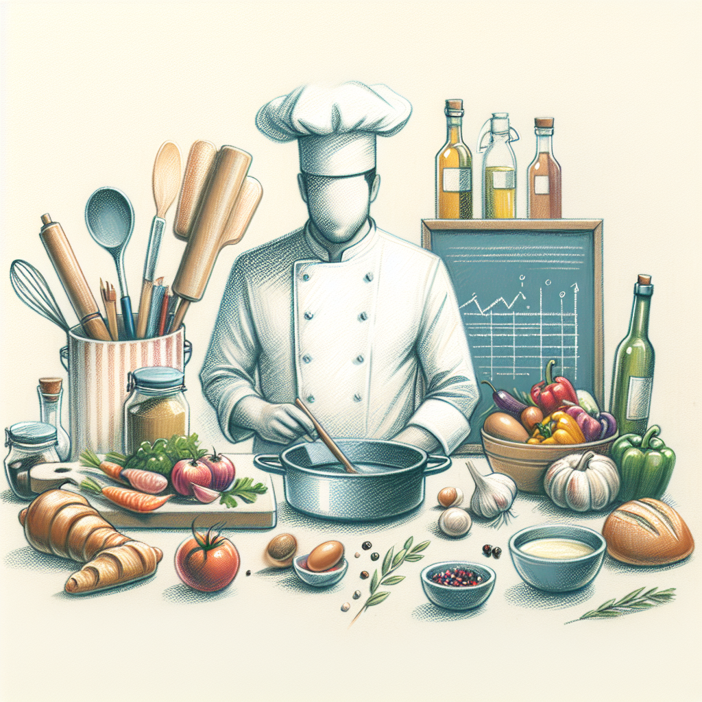 Pastelková ilustrace znázorňující téma: Gastronomie