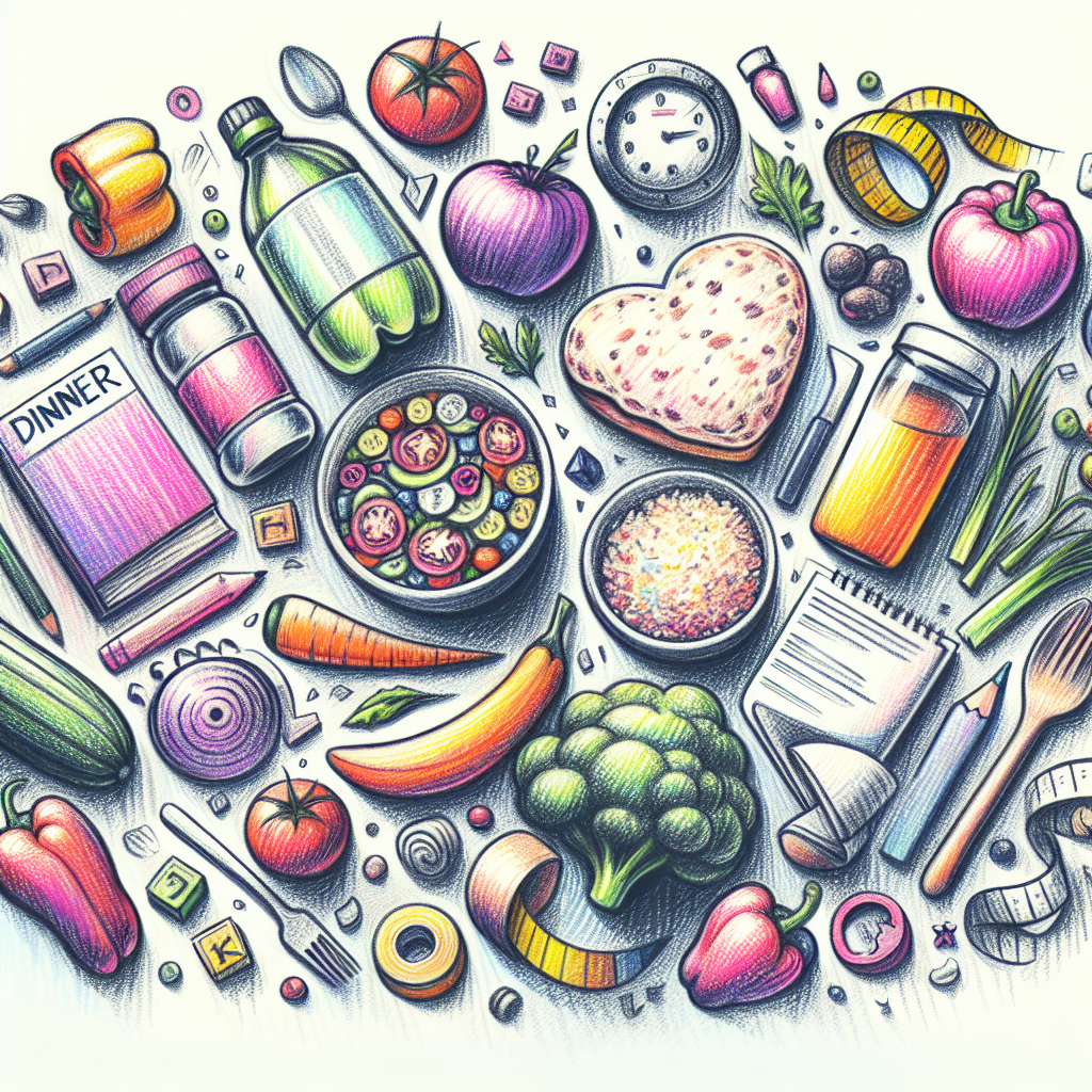 Pastelková ilustrace znázorňující téma: Dietní jídla