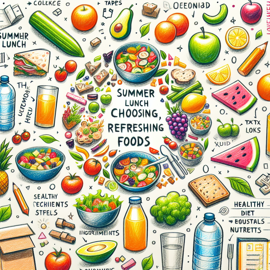 Pastelková ilustrace znázorňující téma: Letní stravování