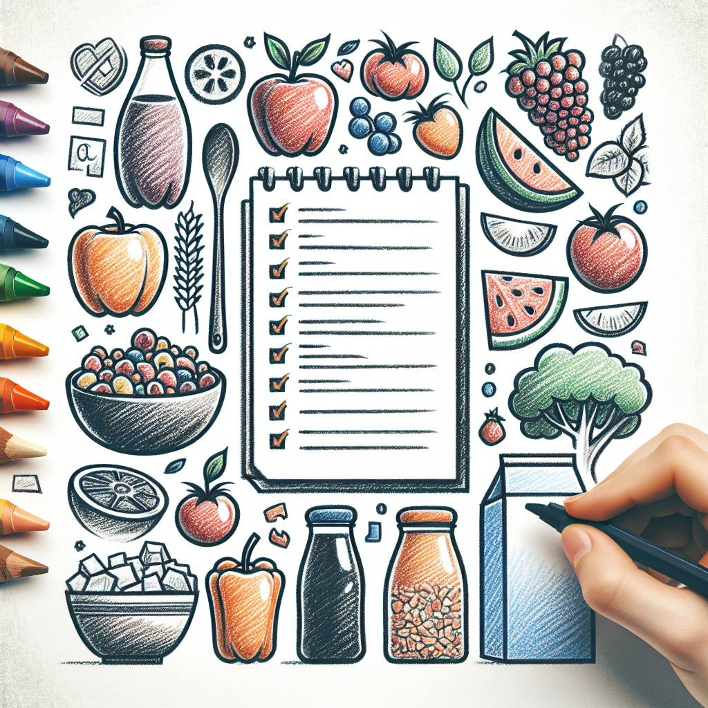 Pastelková ilustrace znázorňující téma: Jídlo a zdraví