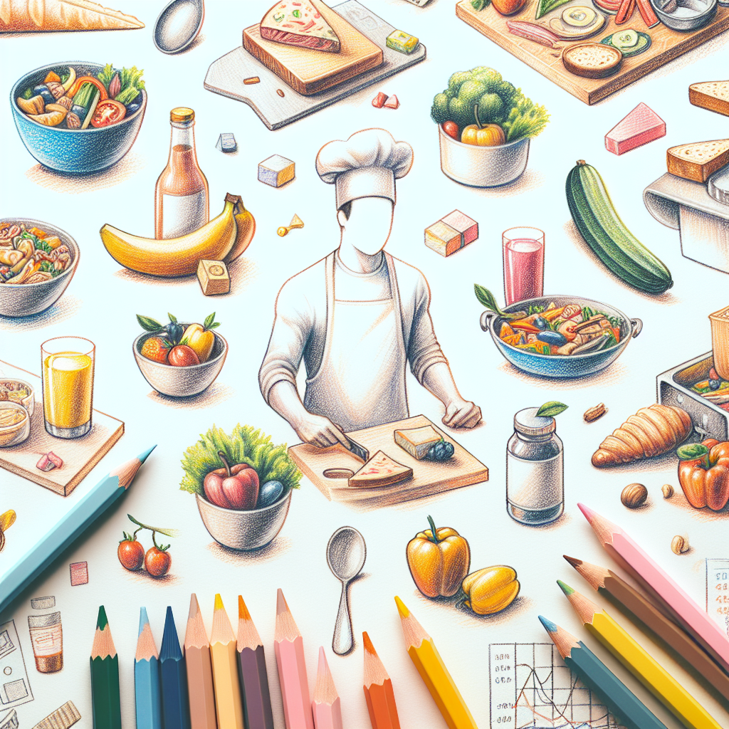 Pastelková ilustrace znázorňující téma: Zdravé vaření