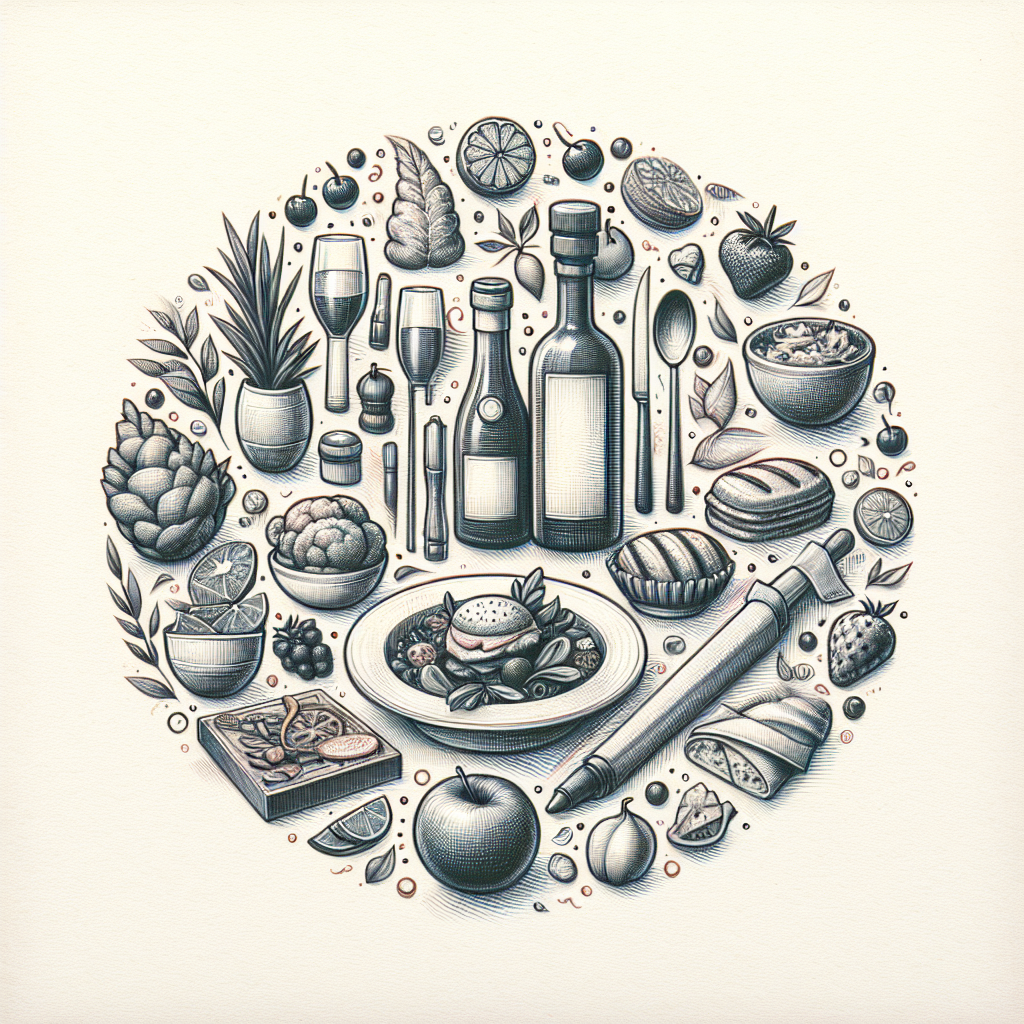 Pastelková ilustrace znázorňující téma: Gastronomie