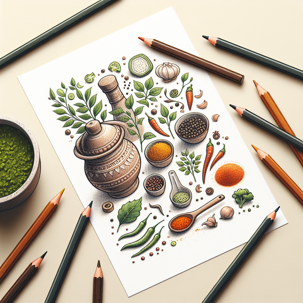 Pastelková ilustrace znázorňující téma: Indická kuchyně