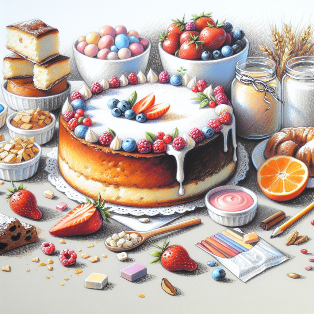 Pastelková ilustrace znázorňující téma: Dezerty